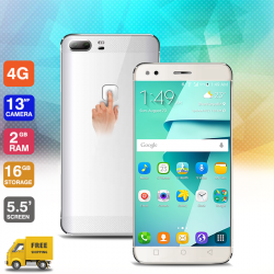 Lenosed F9 Smart Phone,  4G / LTE, Dual Sim, Dual Camera,5.5" IPS, 16GB,  Fingerprint, Silver